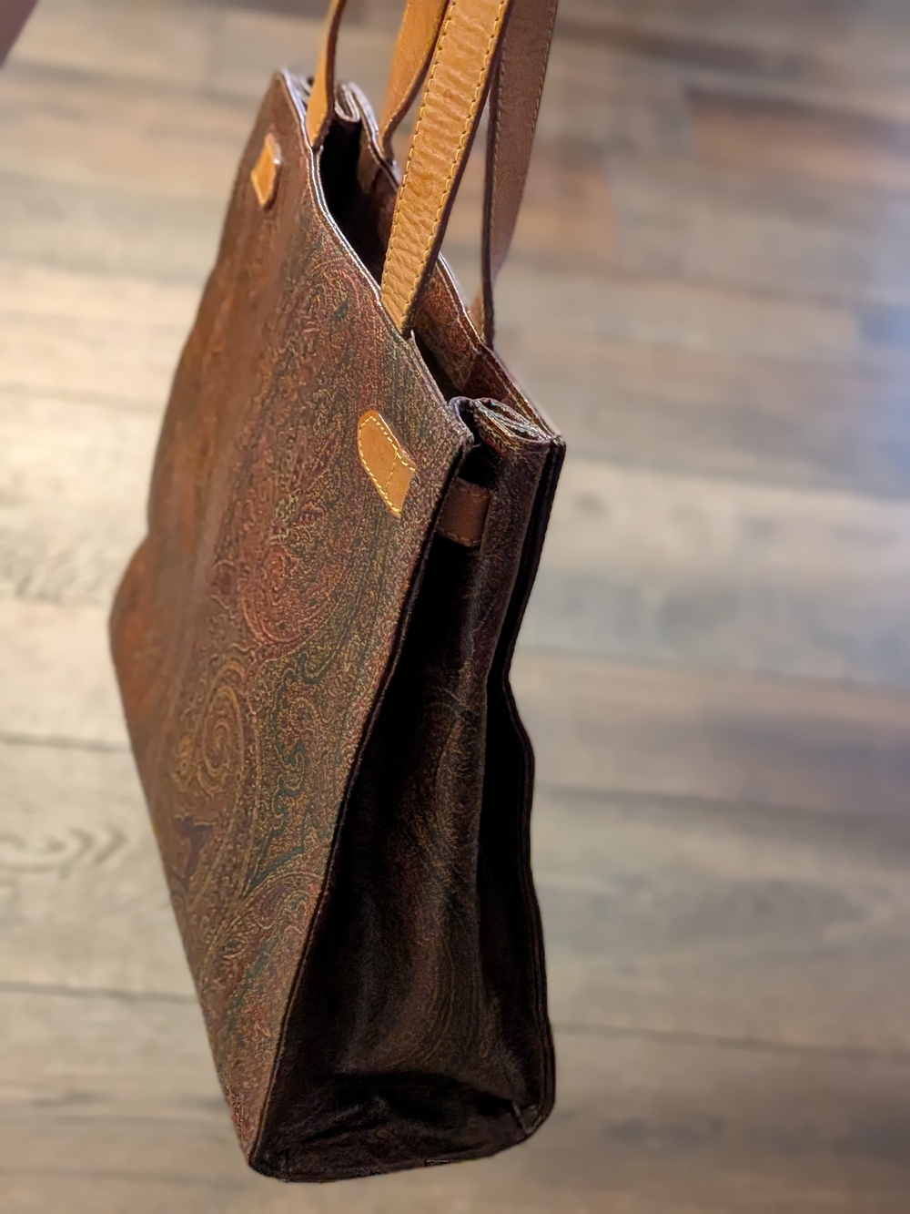 Etro Vintage Paisley Tote Bag 1970s Milano Made in Italy Kelly Style Leather - Picture 12 of 12